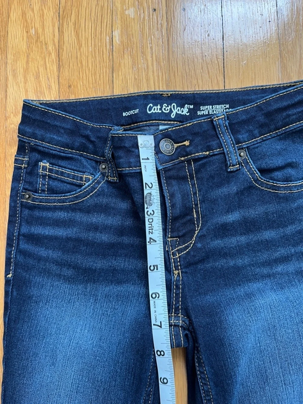 NWOT Girls Size 8 Dark Wash Super Stretch Bootcut Flare Denim Jeans Low Rise